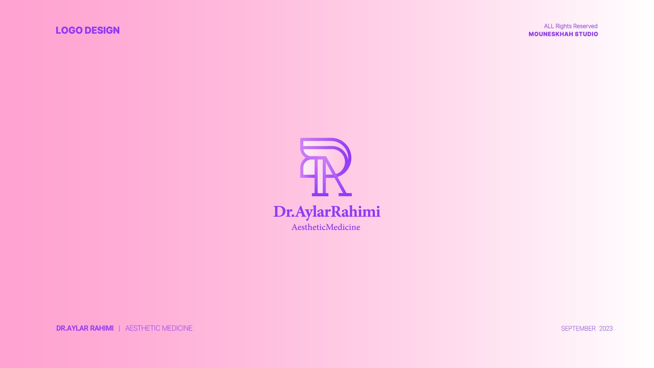 طراحی لوگو برند دکتر آیلار رحیمی | DR.AYLAR RAHIMI — لوگو روی رنگ سازمانی