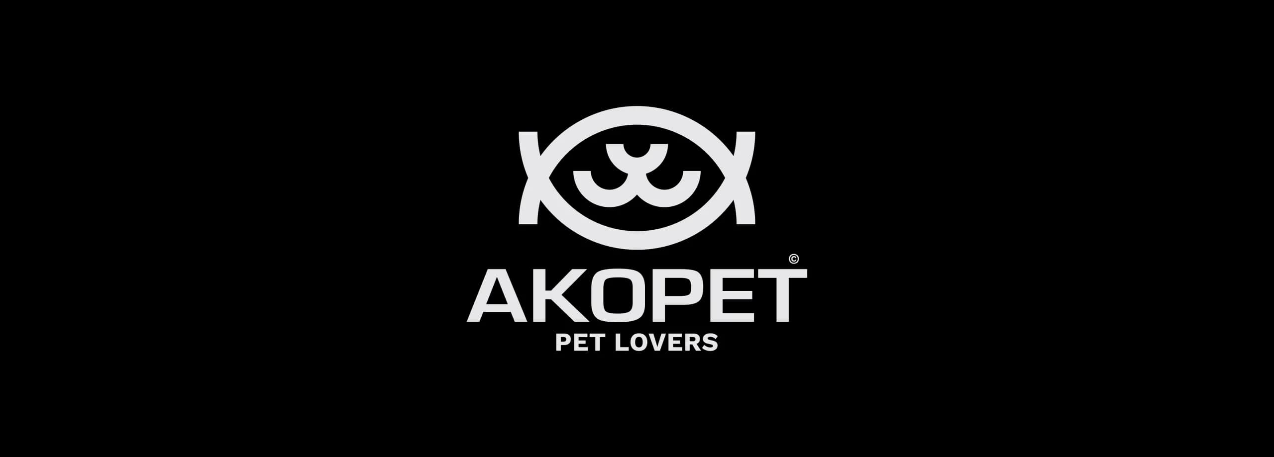 طراحی لوگو و هویت بصری آکوپت | AKOPET — لوگو روی زمینه تیره