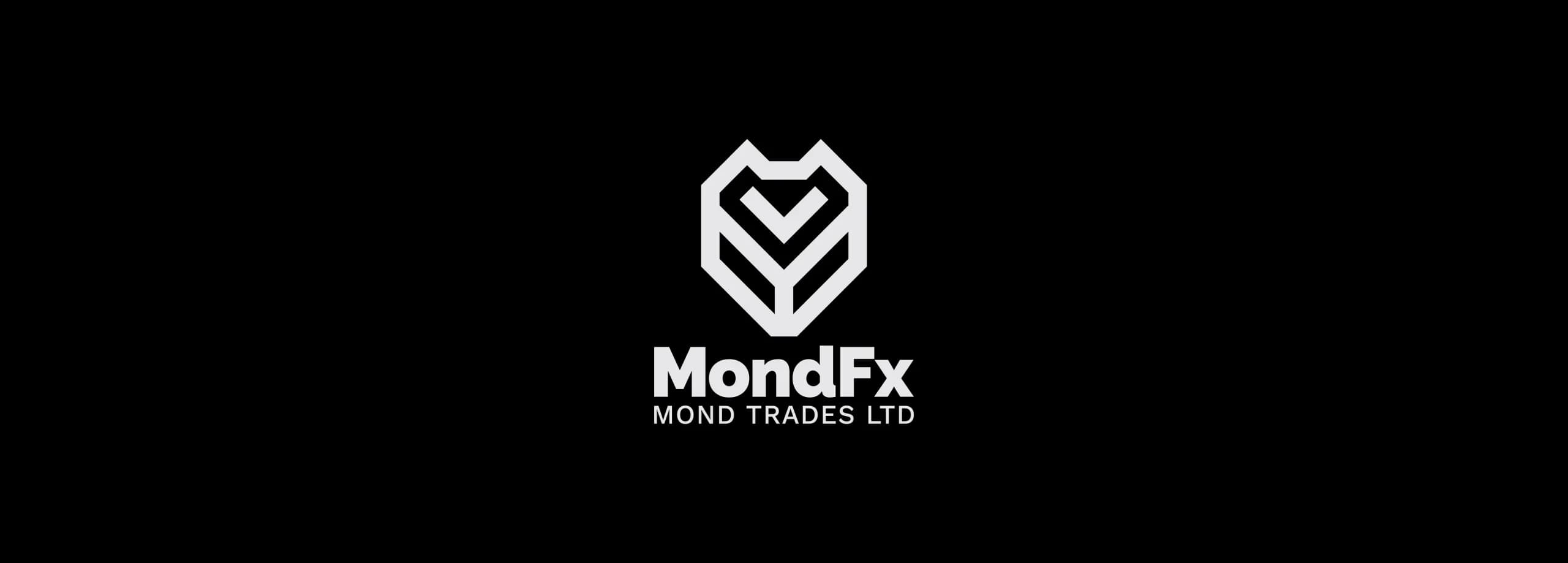 طراحی لوگو برند موندفیکس | MONDEFX — لوگو روی زمینه تیره