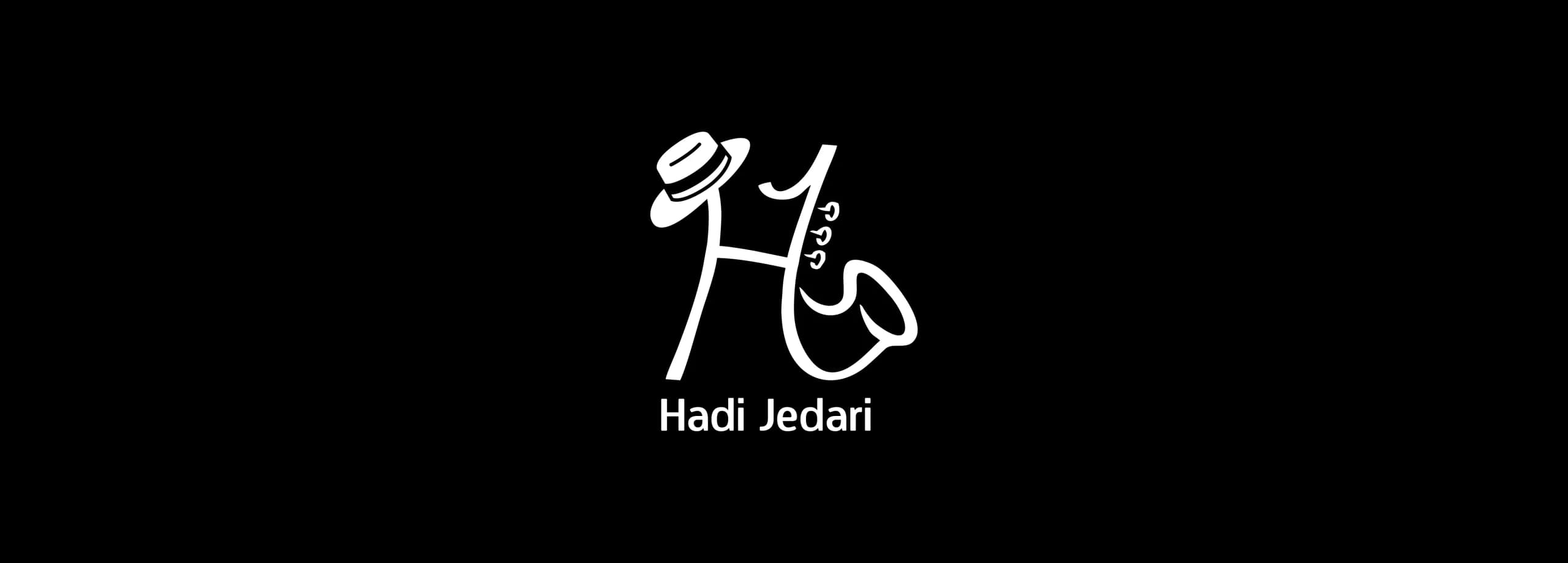 طراحی لوگو برند هادی جداری | HADI JEDARI — لوگو روی زمینه تیره