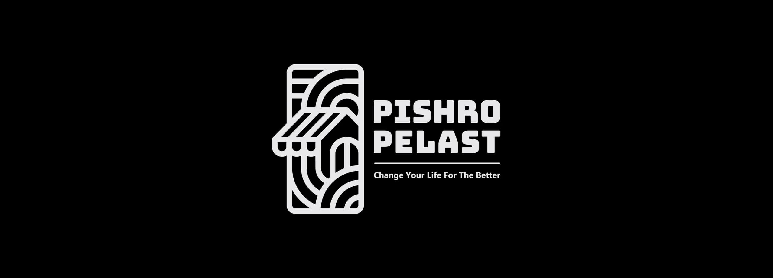 طراحی لوگو برند پیشرو پلاست | PISHRO PLAST — لوگو روی زمینه تیره