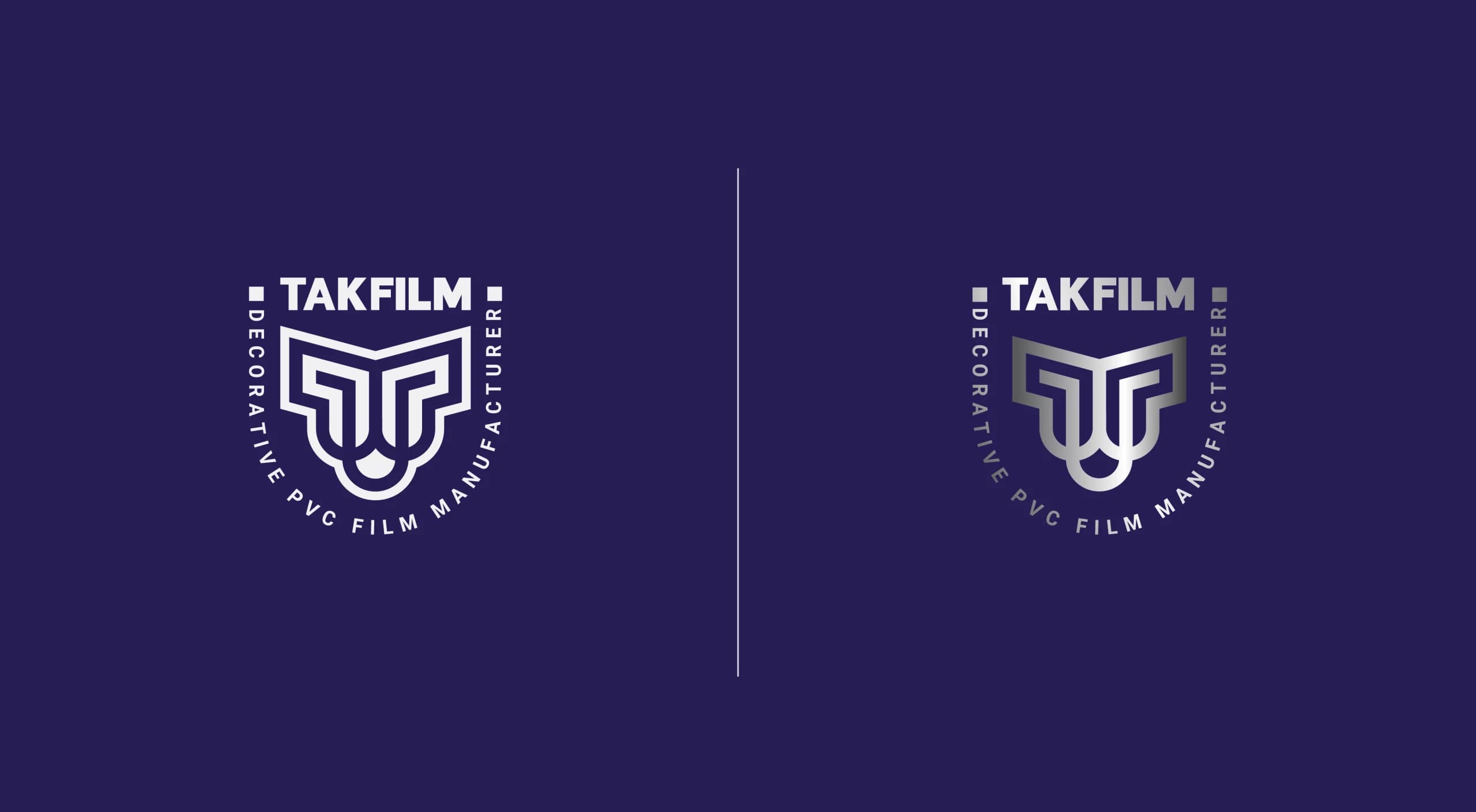 طراحی لوگو برند تک فیلم | TAKFILM — لوگو روی رنگ سازمانی