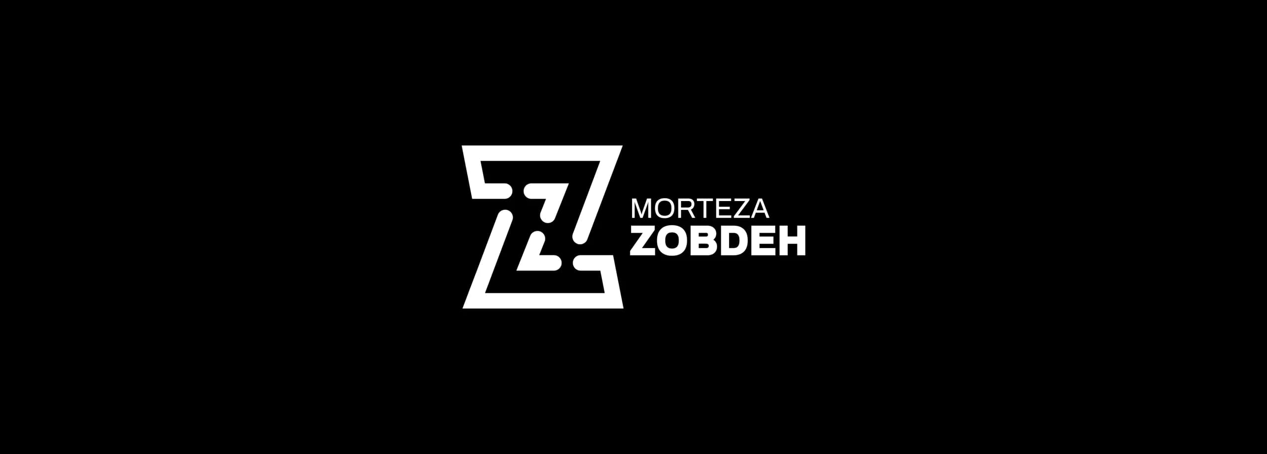 طراحی لوگو برند مرتضی زبده | MORTEZA ZOBDEH — لوگو روی زمینه تیره