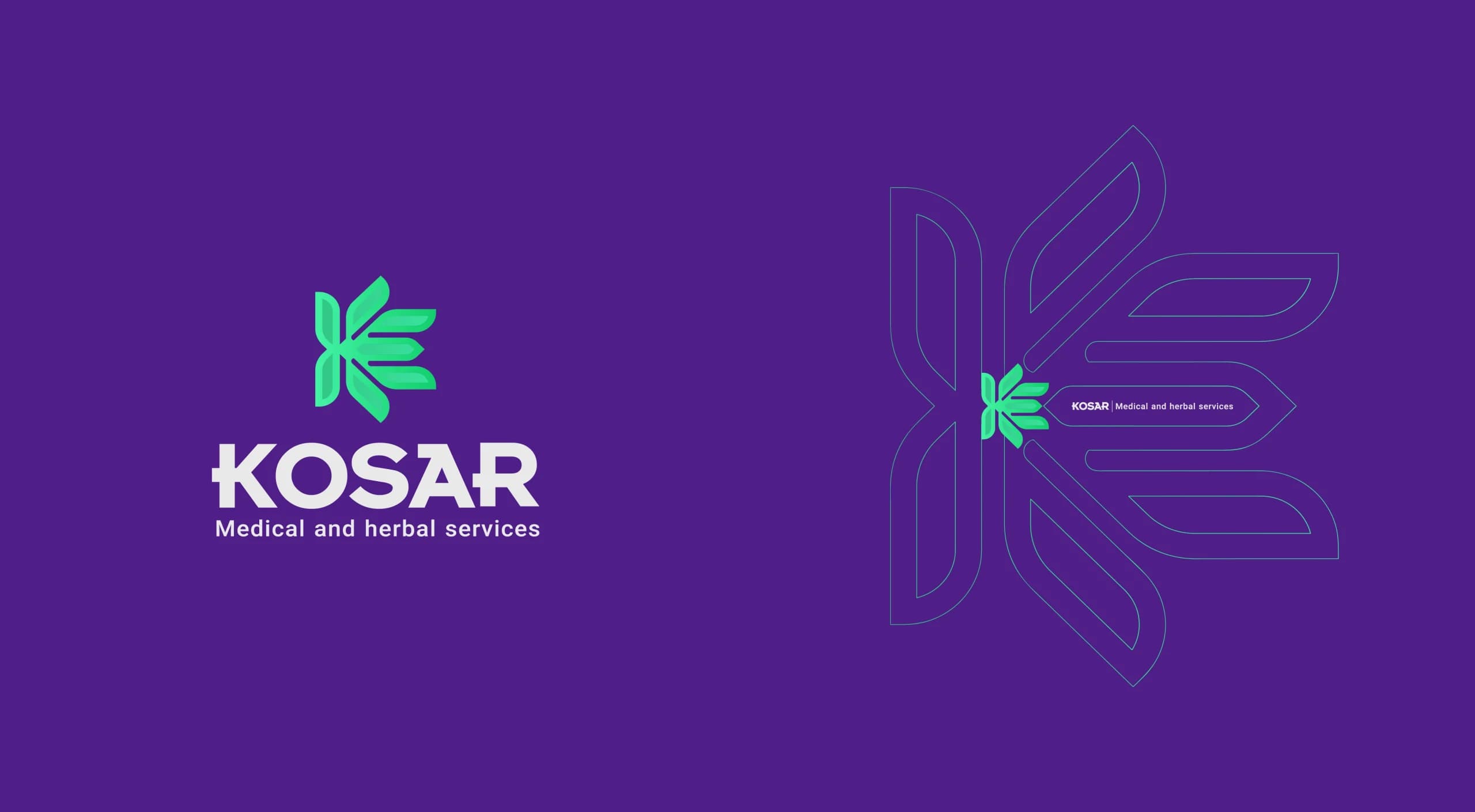 طراحی لوگو برند کوثر | KOSAR — لوگو روی رنگ سازمانی