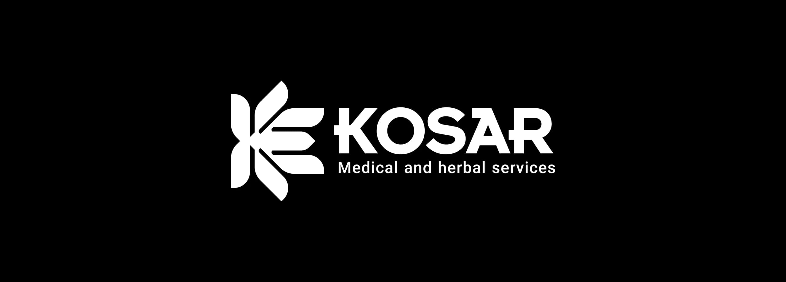 طراحی لوگو برند کوثر | KOSAR — لوگو روی زمینه تیره