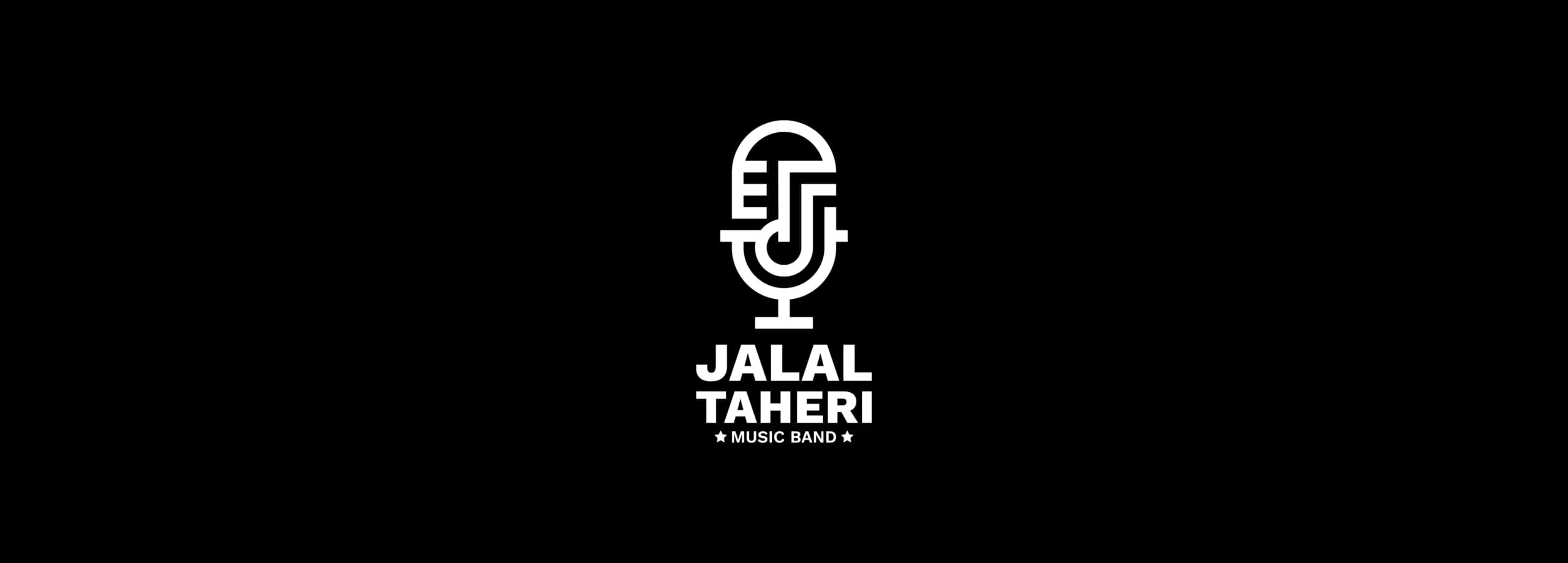 طراحی لوگو برند جلال طاهری | JALAL TAHERI — لوگو روی زمینه مشکی