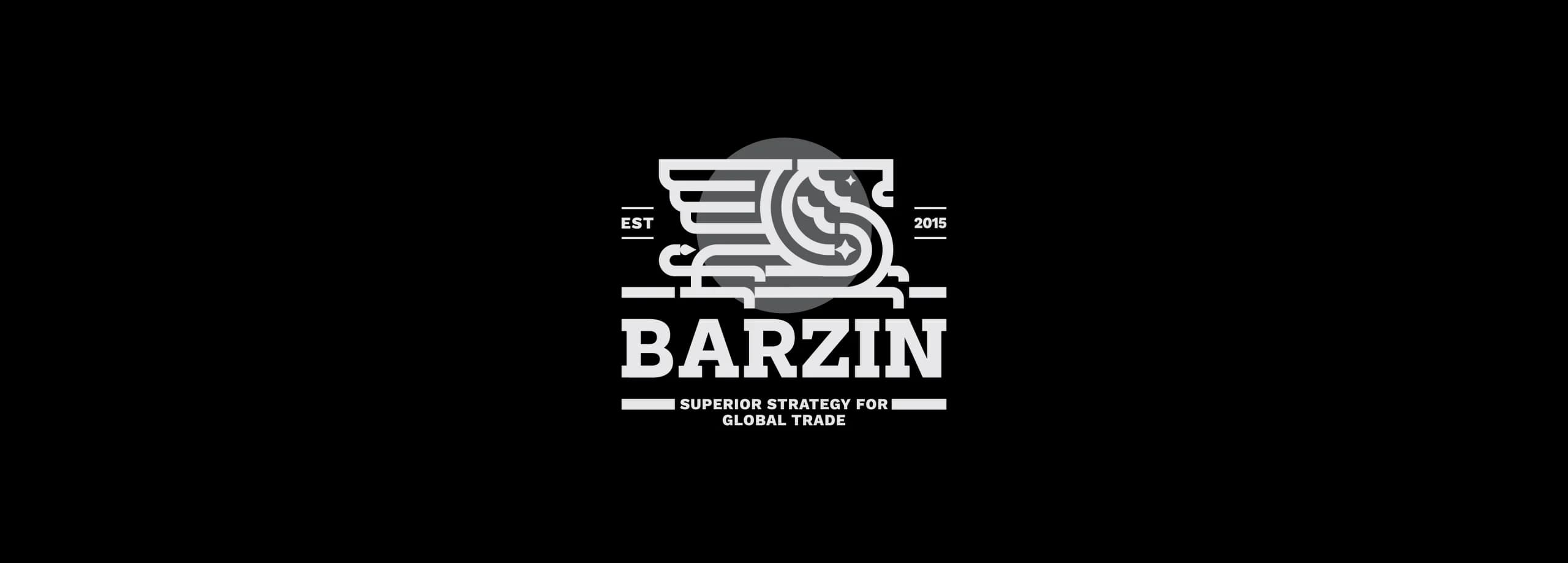 طراحی لوگو برند برزین | BARZIN — لوگو روی زمینه تیره