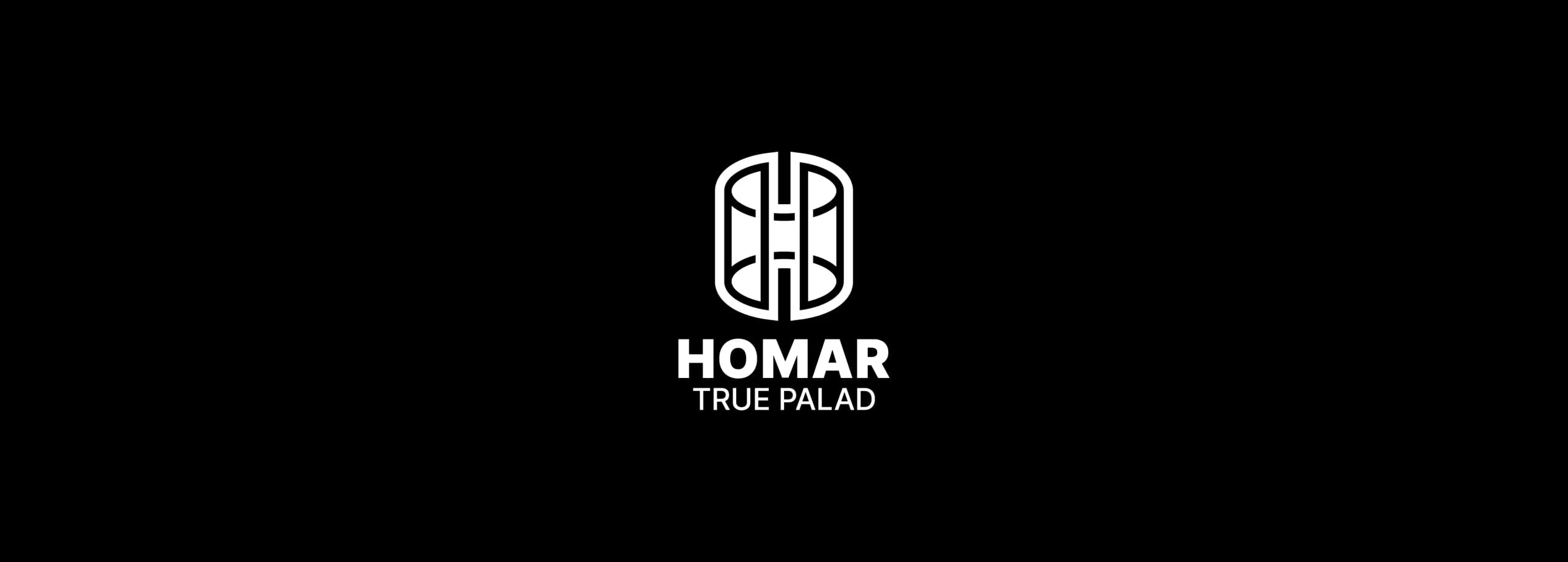 طراحی لوگو برند هومر | HOMAR — لوگو روی زمینه تیره