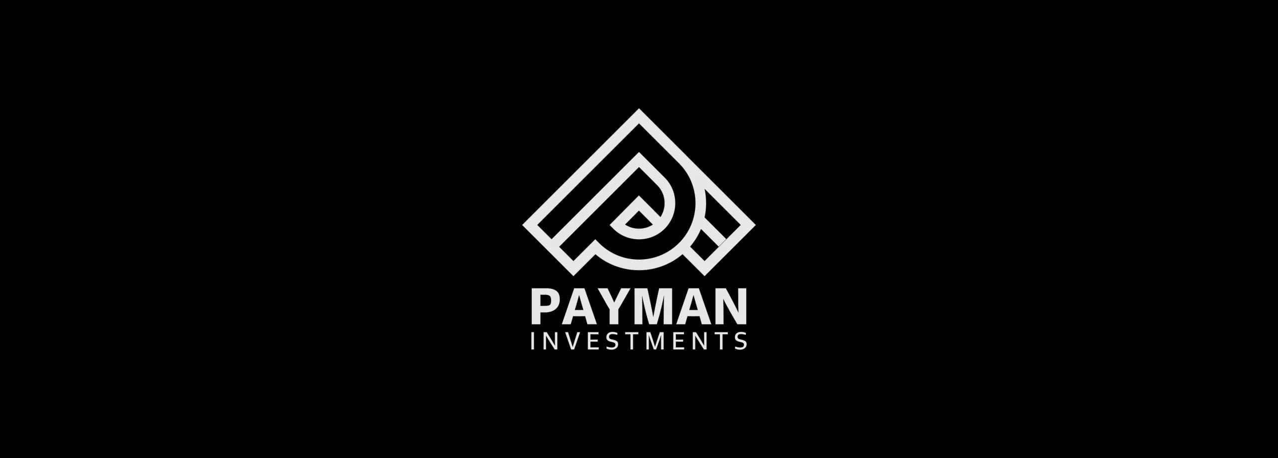 طراحی لوگو برند شخصی پیمان | PAYMAN — لوگو روی زمینه تیره