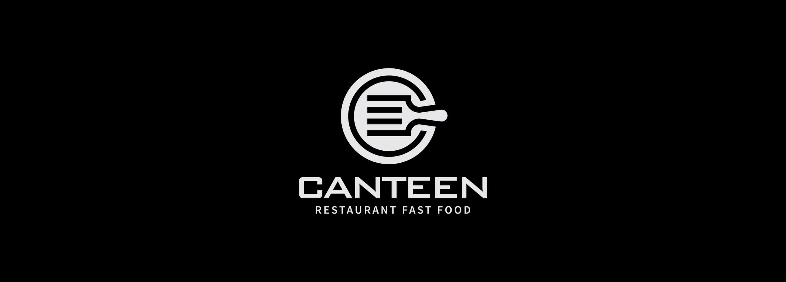 طراحی لوگو برند کانتین | CANTEEN — لوگو روی زمینه تیره