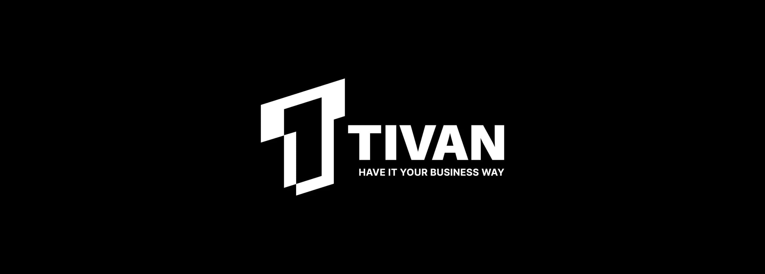 طراحی لوگو برند تیوان | TIVAN — لوگو روی زمینه تیره